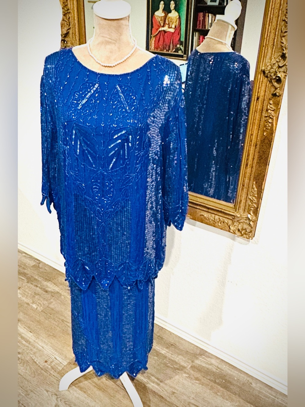 Royal blue Mother of Bride/Groom, holiday party, cruise Silk Top Skirt Set 3X